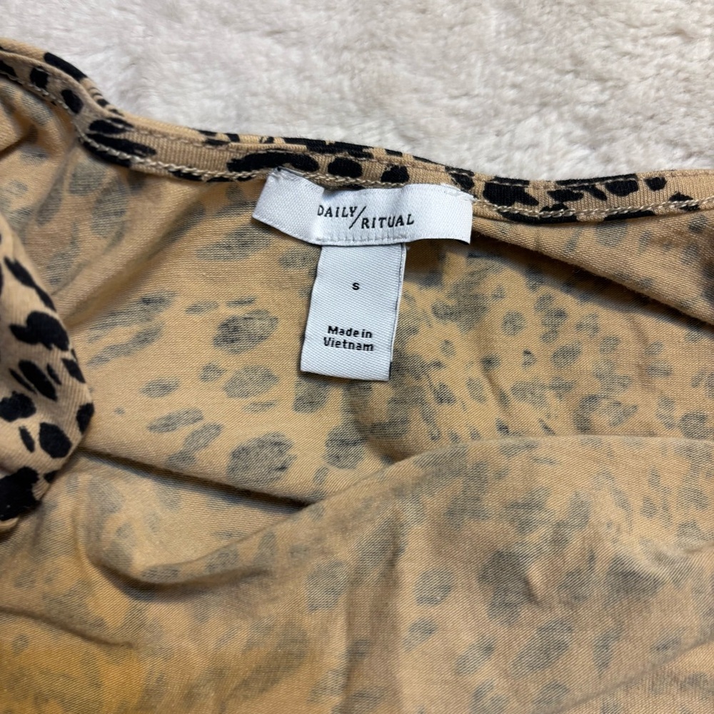 Daily Ritual Bodysuit Small Tan Black Animal Print Cotton Modal Elastane Stretch - Picture 8 of 12